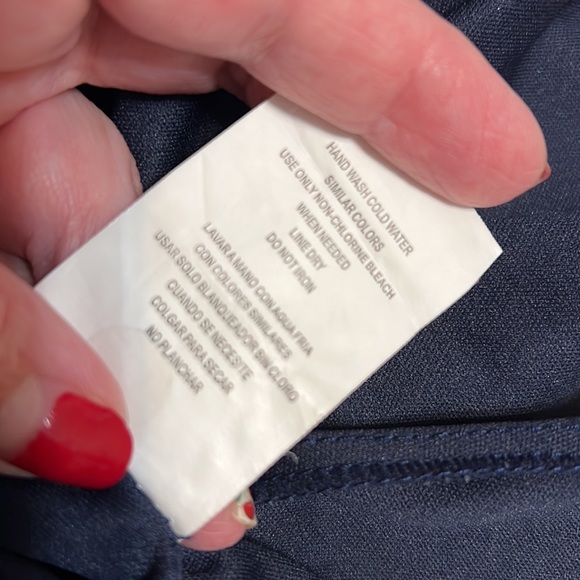 Speechless Size Large Navy/White Embroidered Lace Corset Tie Front Shift Dress - Picture 10 of 10